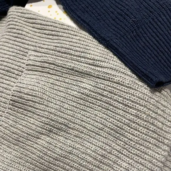 Madewell Patch Pocket Pullover Sweater in Colorblock Navy Blue Gray J8783 NWT