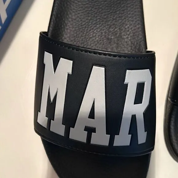 Market Men's Size 7 Women's Size 8.5 Standard Slide Sandals Black White New