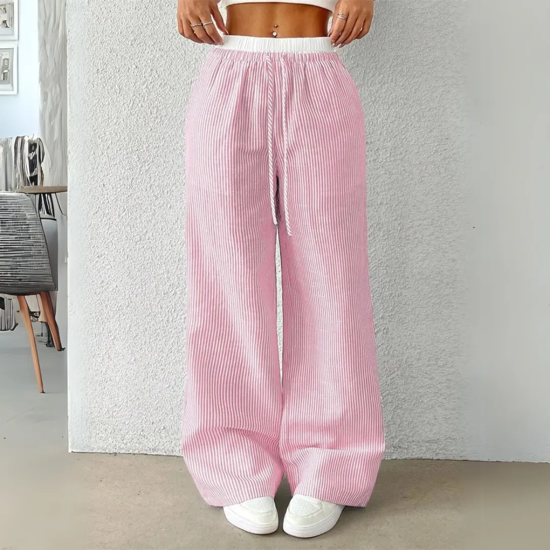 Mason | Women’s Striped Wide Leg Trousers – Lightweight Summer Fit