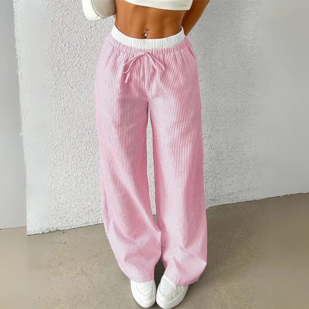 Mason | Women’s Striped Wide Leg Trousers – Lightweight Summer Fit