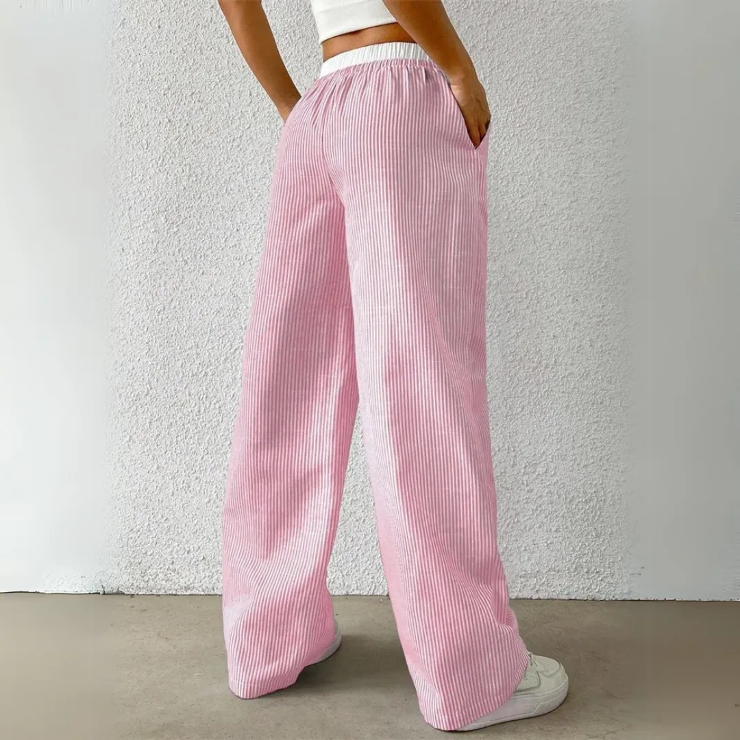 Mason | Women’s Striped Wide Leg Trousers – Lightweight Summer Fit