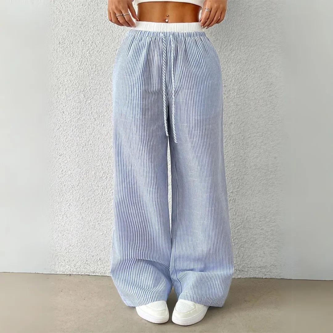 Mason | Women’s Striped Wide Leg Trousers – Lightweight Summer Fit