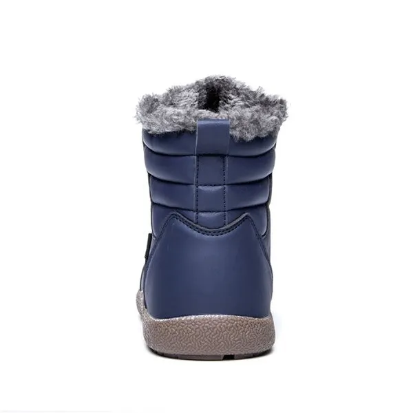 Men Women Lace Up Waterproof Outdoor Anti-Slip Faux Fur Lined Ankle Snow Boots