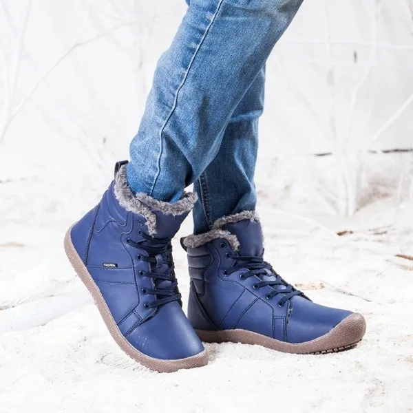Men Women Lace Up Waterproof Outdoor Anti-Slip Faux Fur Lined Ankle Snow Boots