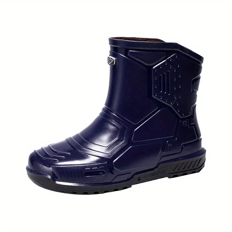 Men's Mid Top Rain Boots, Wear-resistant Waterproof Non-slip Galoshes For Outdoor Walking Fishing