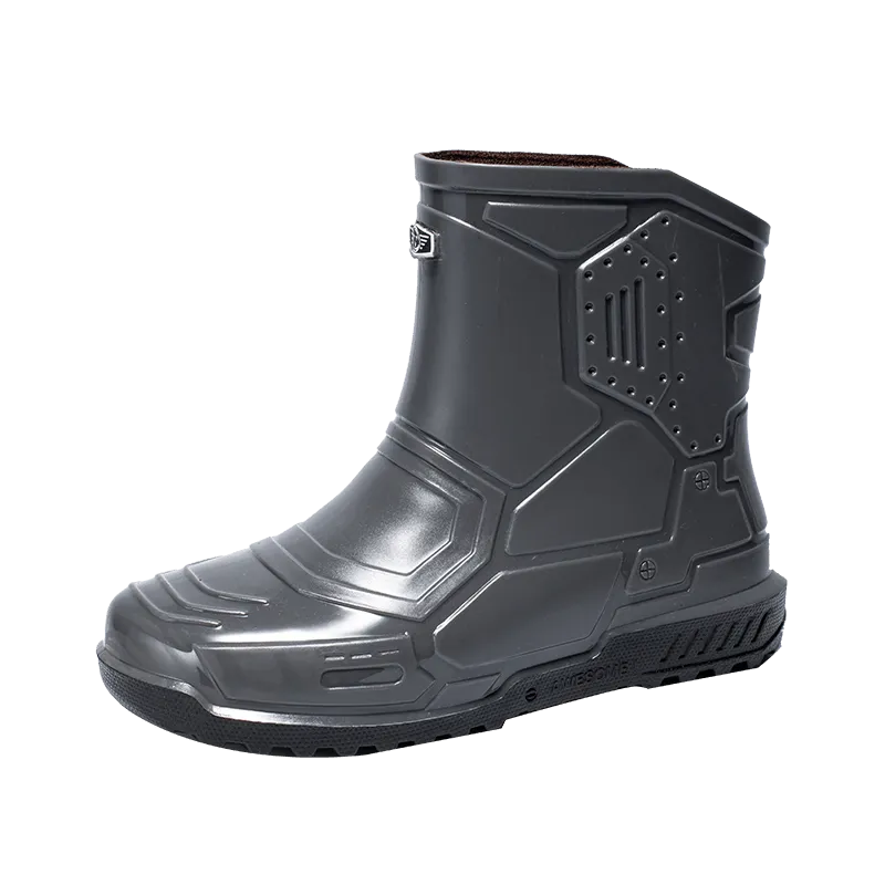 Men's Mid Top Rain Boots, Wear-resistant Waterproof Non-slip Galoshes For Outdoor Walking Fishing