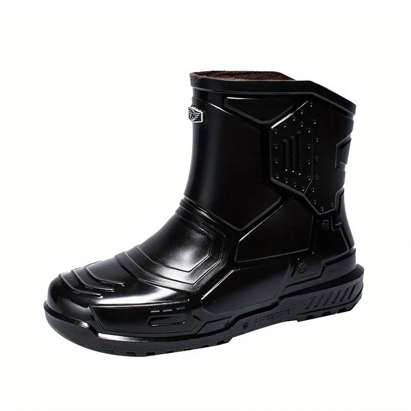 Men's Mid Top Rain Boots, Wear-resistant Waterproof Non-slip Galoshes For Outdoor Walking Fishing
