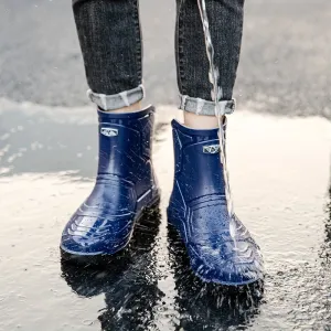 Men's Mid Top Rain Boots, Wear-resistant Waterproof Non-slip Galoshes For Outdoor Walking Fishing