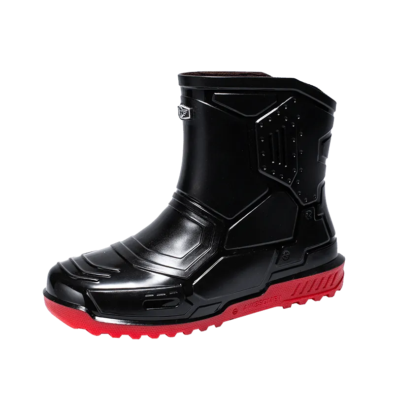 Men's Mid Top Rain Boots, Wear-resistant Waterproof Non-slip Galoshes For Outdoor Walking Fishing