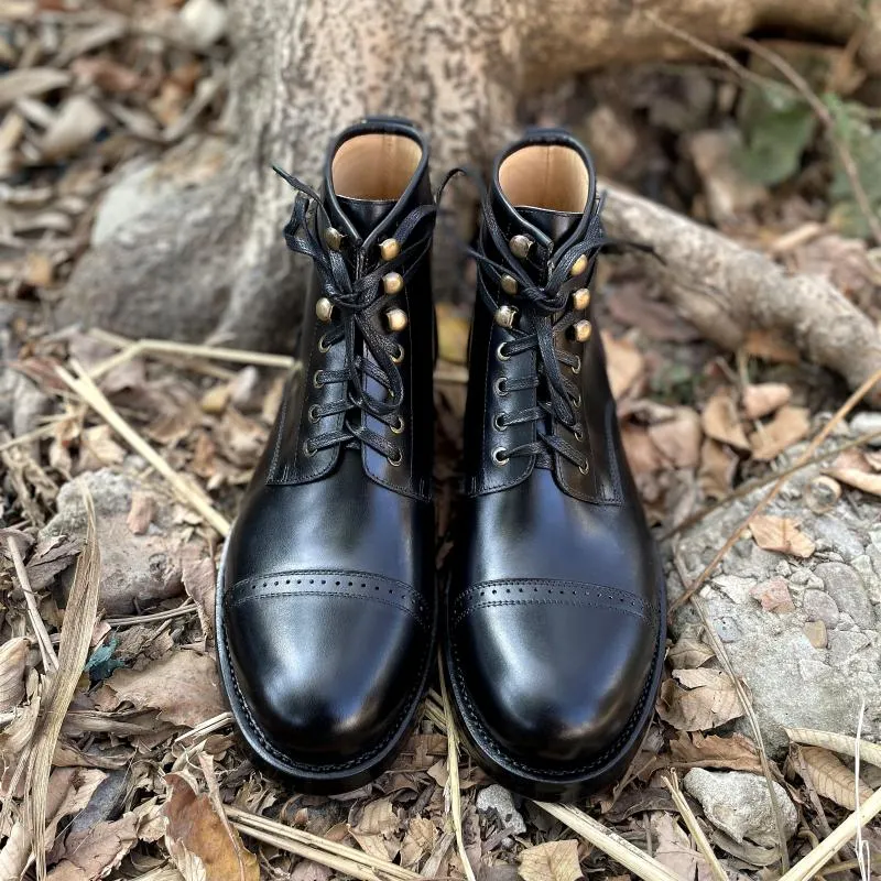 Mens New Round Toe Lace Up Vintage Outdoor Ankle Boot