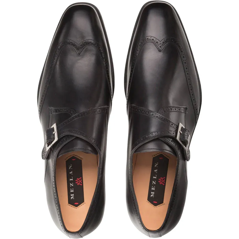 Mezlan Men's Forest Wing Tip Monk Strap in Black