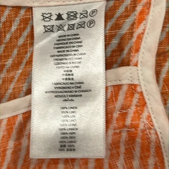 MICHAEL Michael Kors Orange and White Striped Linen Blazer Size 4