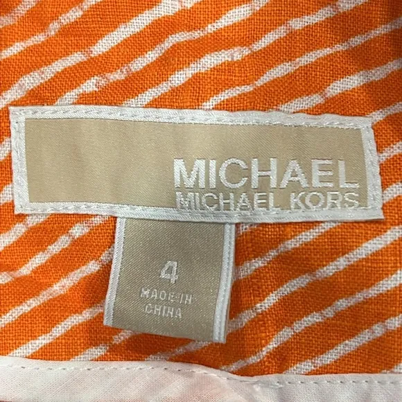 MICHAEL Michael Kors Orange and White Striped Linen Blazer Size 4