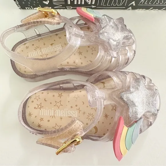 Mini Melissa Clear Possession Sandals, Stars &amp; Rainbow