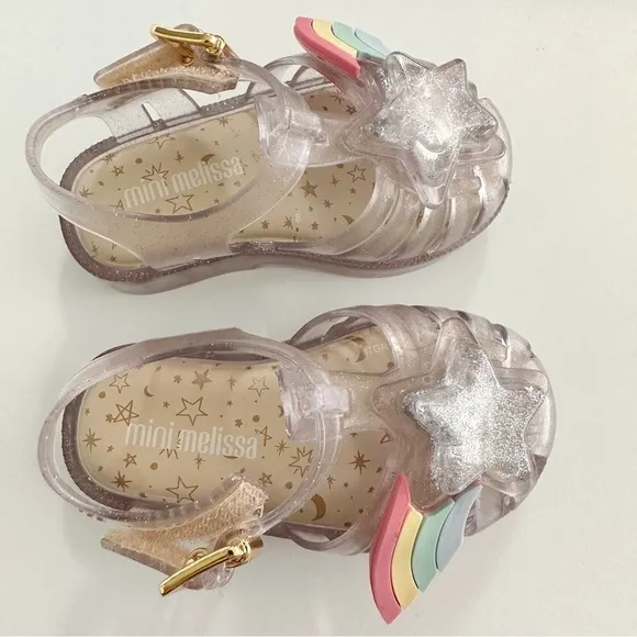 Mini Melissa Clear Possession Sandals, Stars &amp; Rainbow