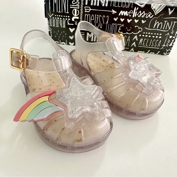 Mini Melissa Clear Possession Sandals, Stars &amp; Rainbow