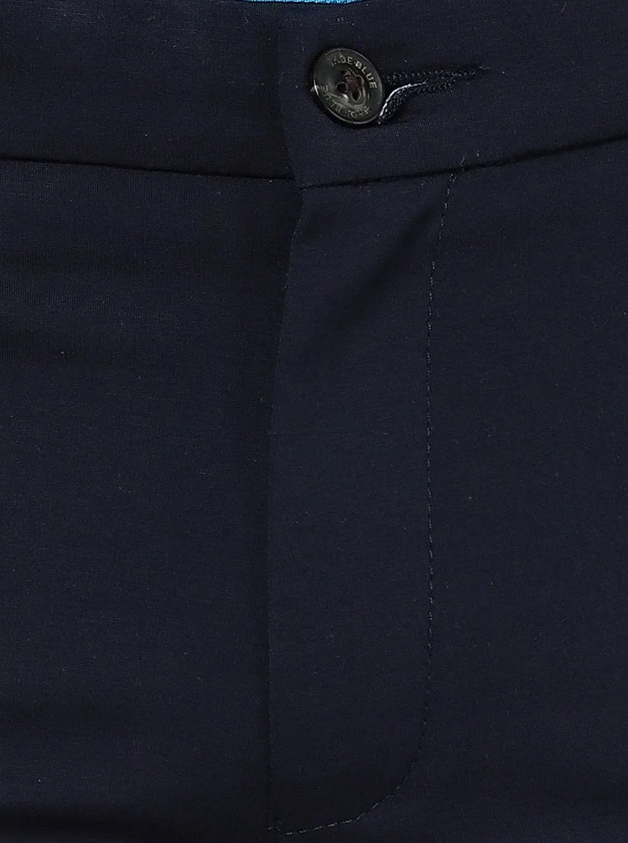 Navy Blue Solid Venice Fit Casual Trouser | JadeBlue
