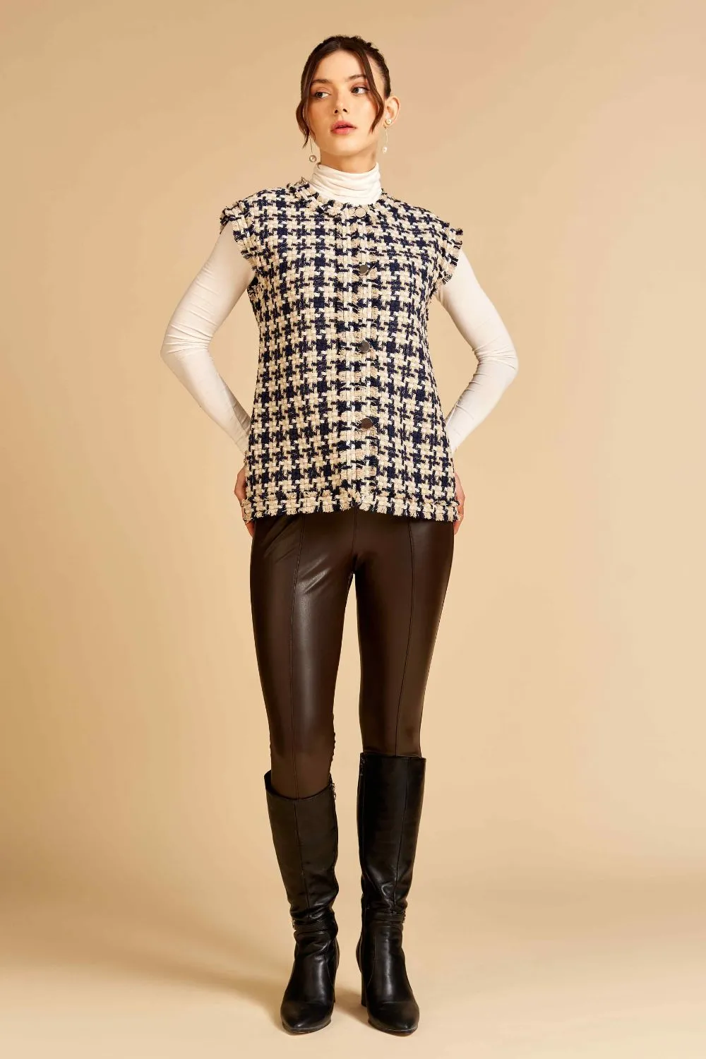 Navy Houndstooth Celeste Jacket