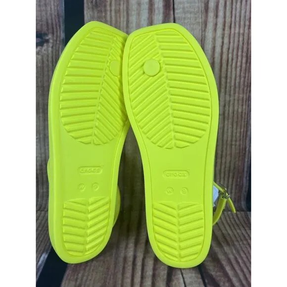 NEW CROCS Miami Thong Sandals Women’s 9 Slip-On Slide Sandals Acidity Yellow