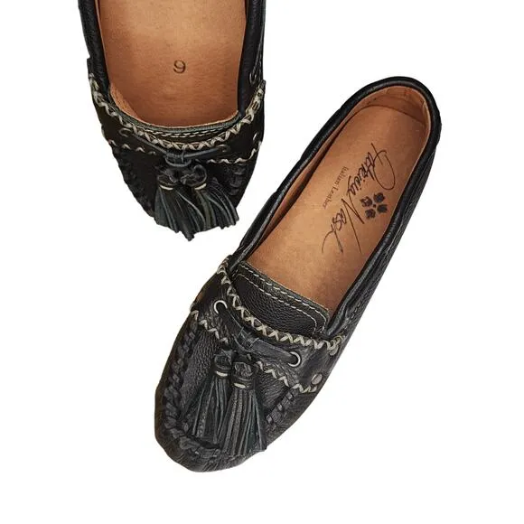 NEW Patricia Nash Domenica Driving Leather Loafers sz 6 Moccasins Tassel Black