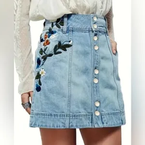 NEW The Fall Embroidery Denim Skirt