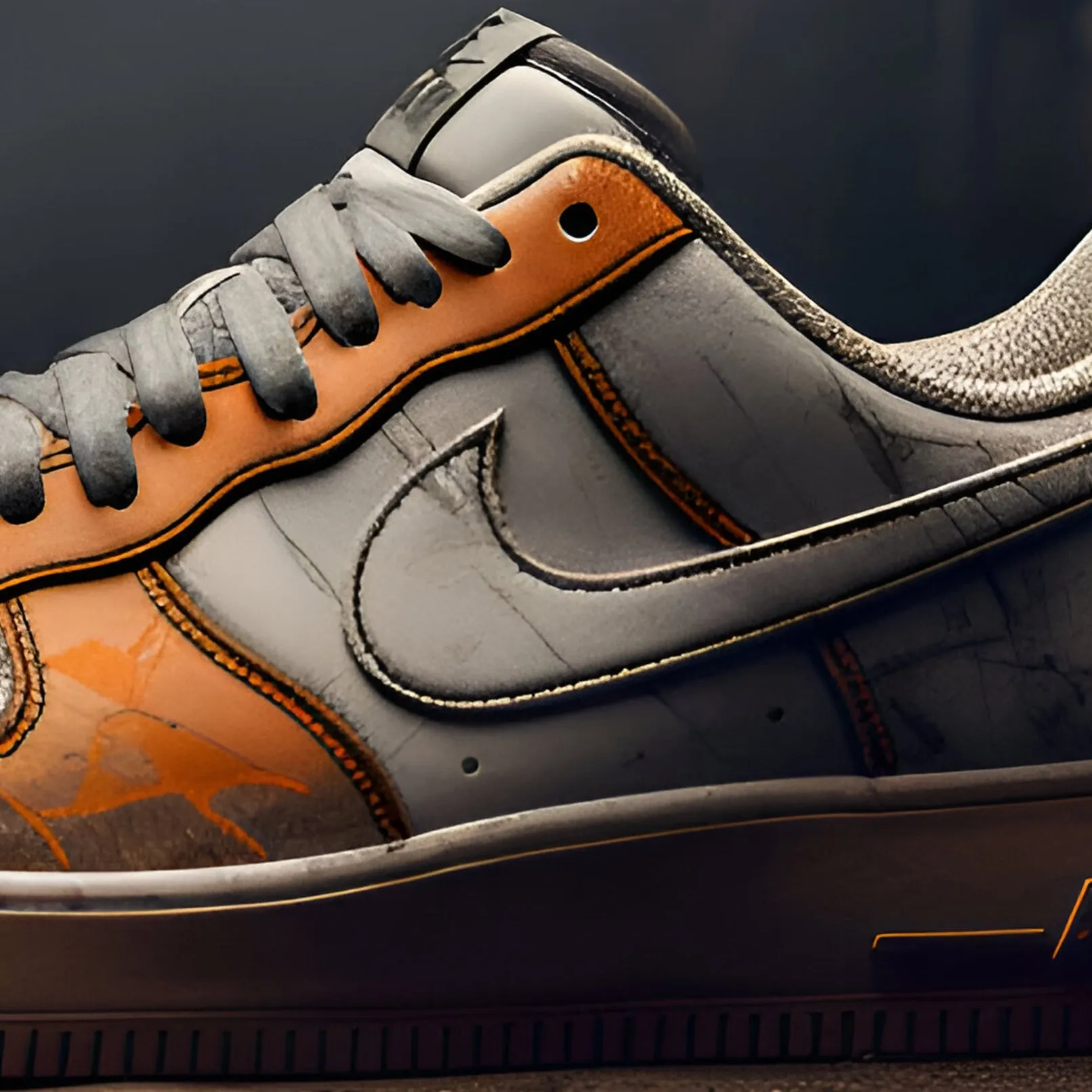 Nike Air Force 1 Custom Sneakers | Dystopian | Orange