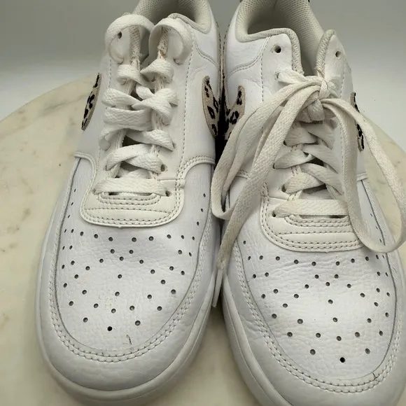 Nike Court Vision Low Leopard White Sneakers Casual Shoes DD9665-100 US Sz10