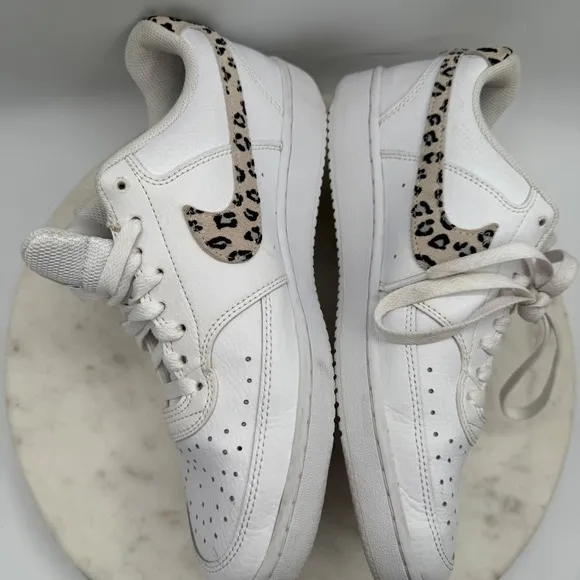 Nike Court Vision Low Leopard White Sneakers Casual Shoes DD9665-100 US Sz10