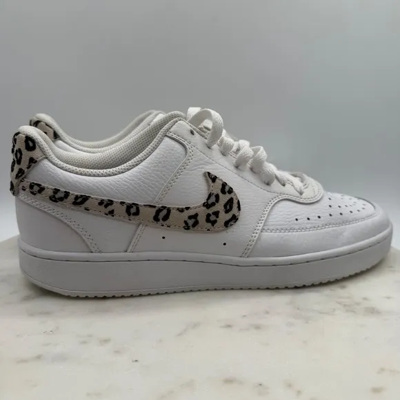 Nike Court Vision Low Leopard White Sneakers Casual Shoes DD9665-100 US Sz10
