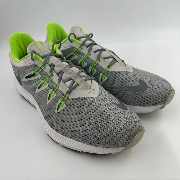 Nike Men’s Quest Grey Green Lace-Up Low Top Athletic Running Shoes - Size 14