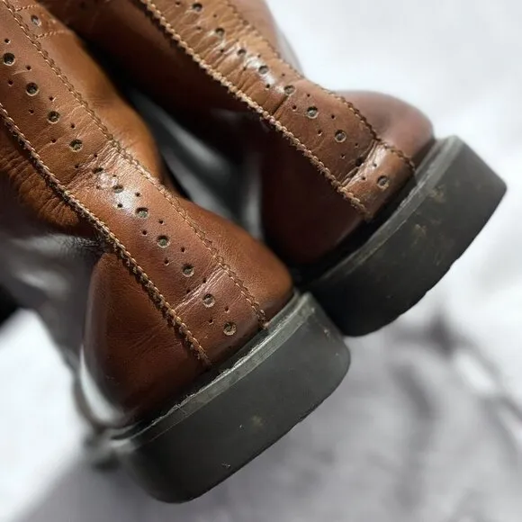Paolo Vandini London Brown Leather/Canvas Lace up Boots EU 45 US‎ 13 UK 11