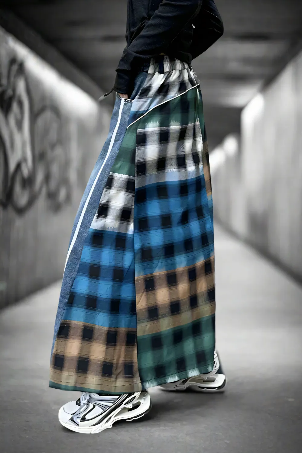 Patchwork Plaid A-Line Skirt
