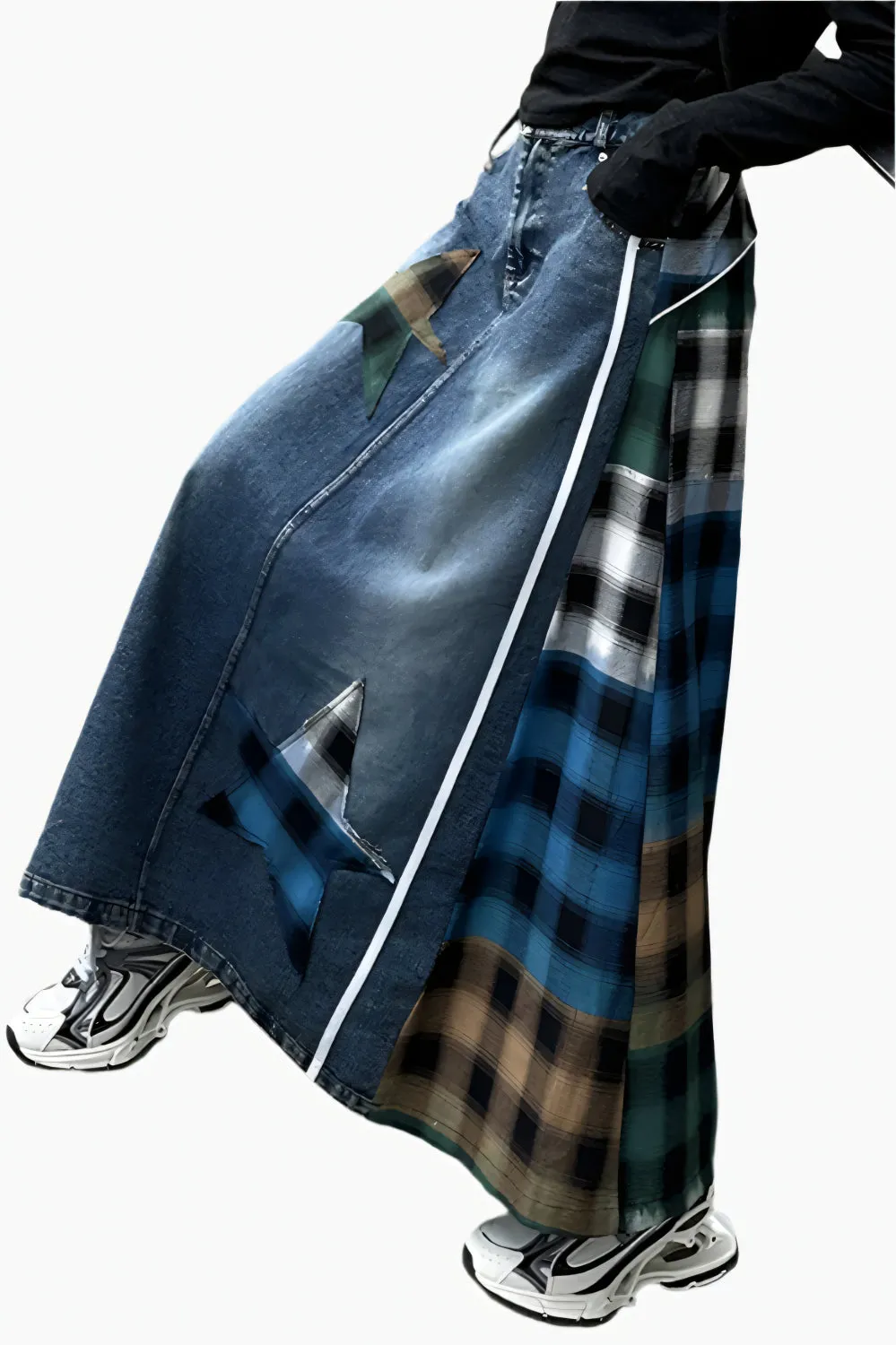 Patchwork Plaid A-Line Skirt