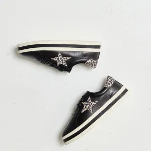 Pixie Leather Sneaker - Black - AE3