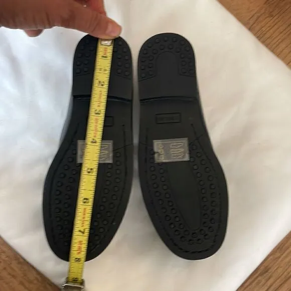 PLINER JRS BLACK LEATHER LOAFERS.  METAL/LEATHER BUCKLE DETAILS.  NEW IN…