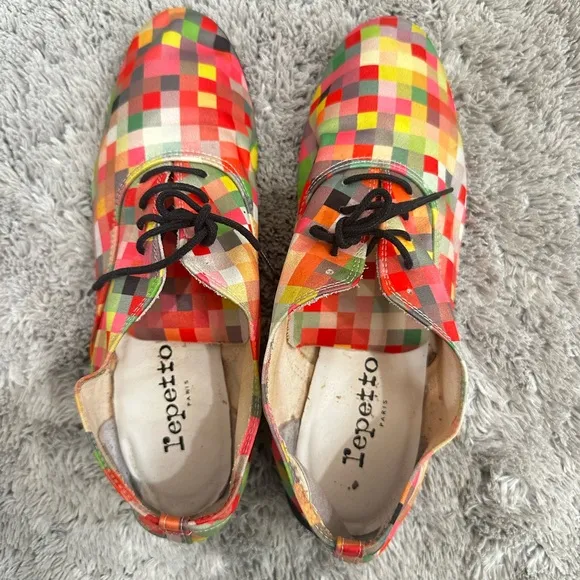 Repetto multicolor check loafers
