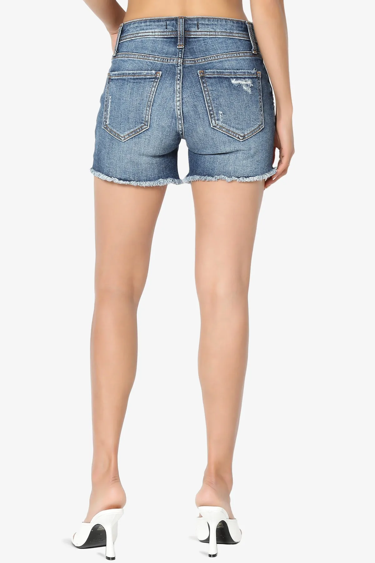 Riley Mid Rise Thigh Denim Shorts