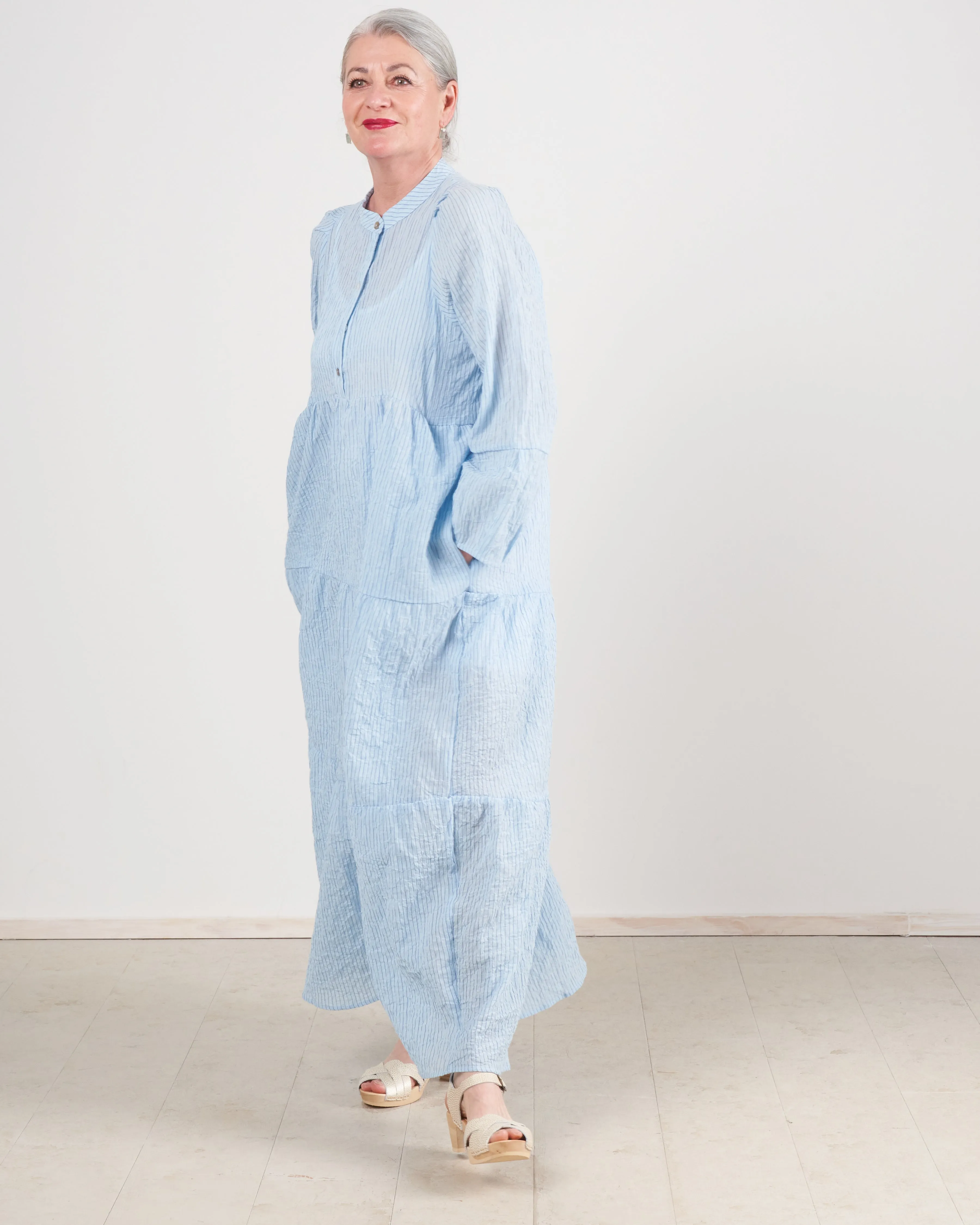 san pancho dress - pale blue stripe