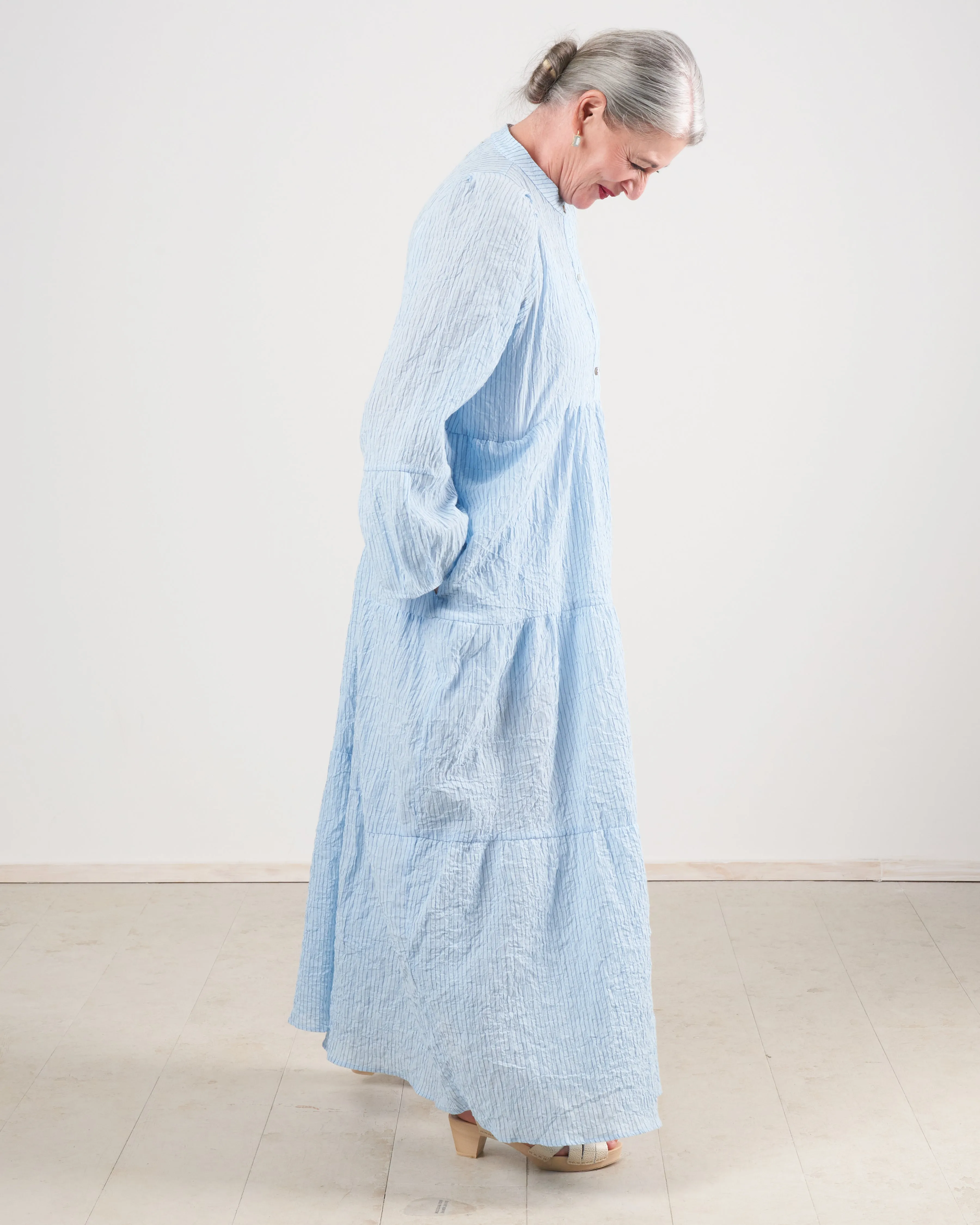 san pancho dress - pale blue stripe
