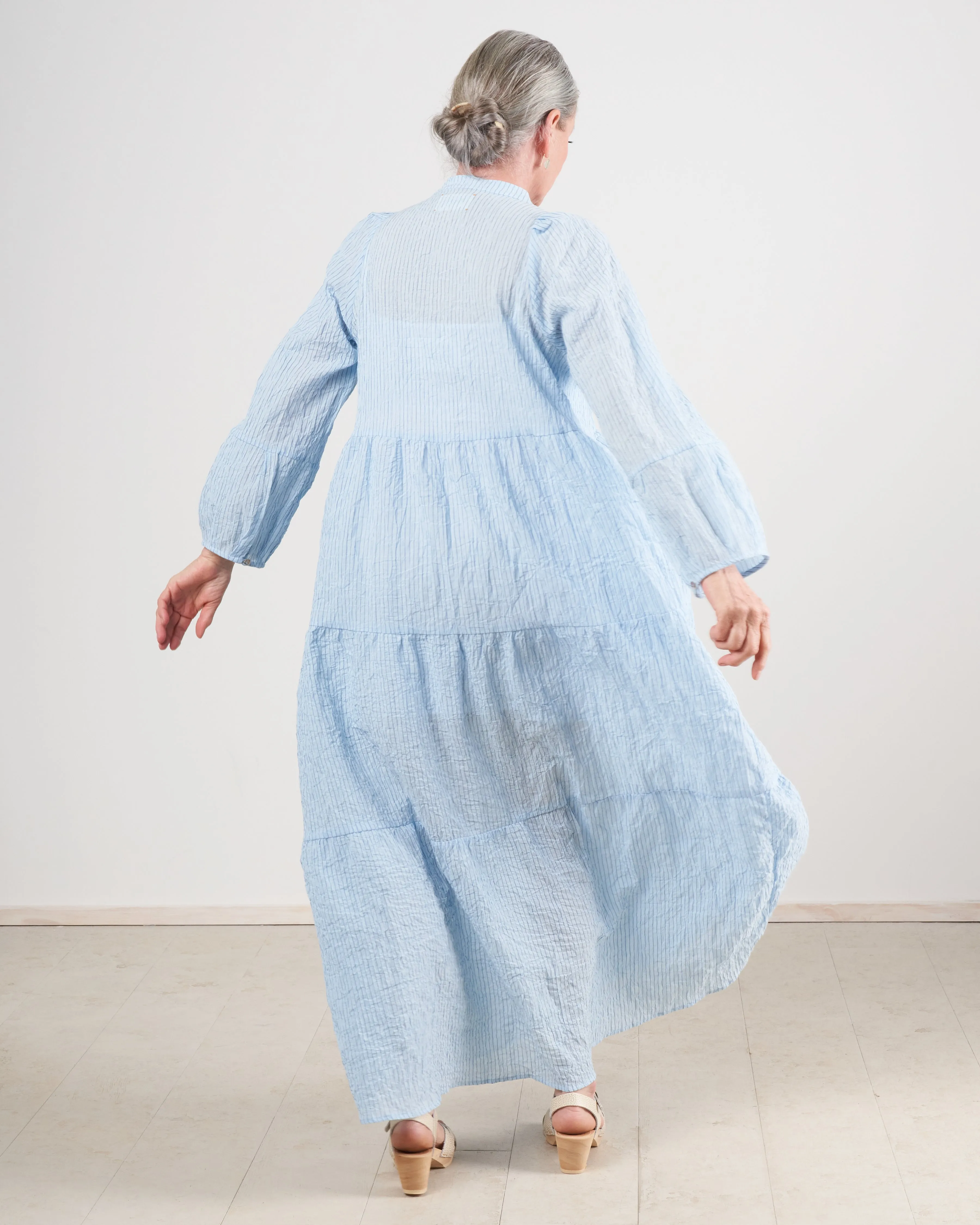 san pancho dress - pale blue stripe