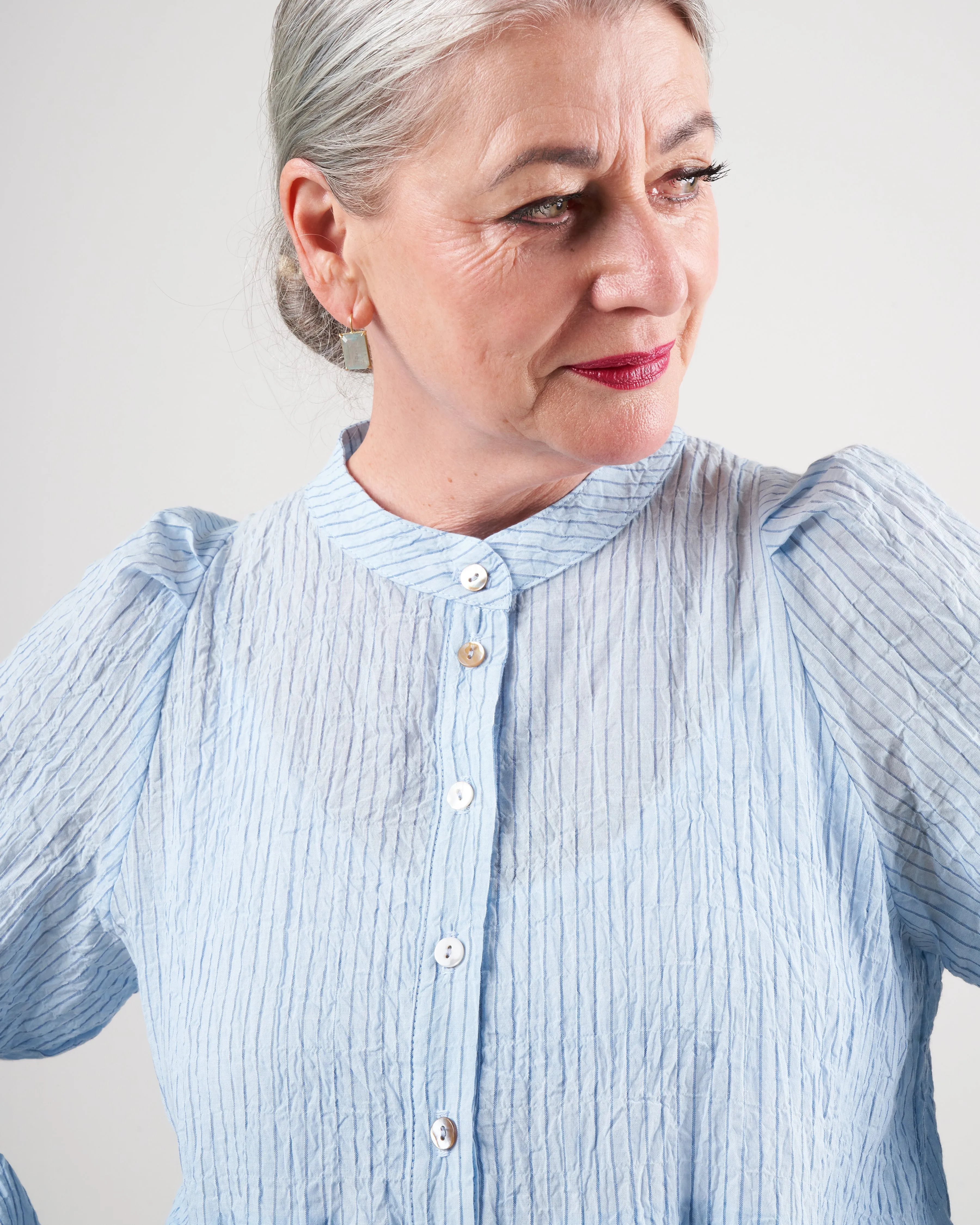 san pancho dress - pale blue stripe