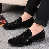 Shiny Pull On Loafers Mens Casual Pointed Toe Dress Formal Shoes