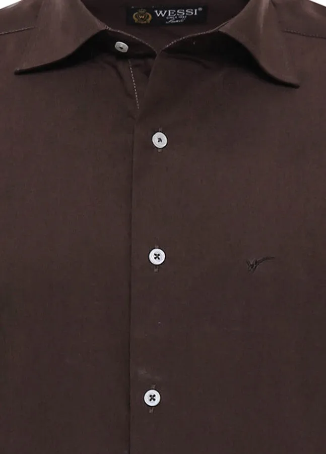 Short Sleeve Cotton Brown Men Shirt - Wessi