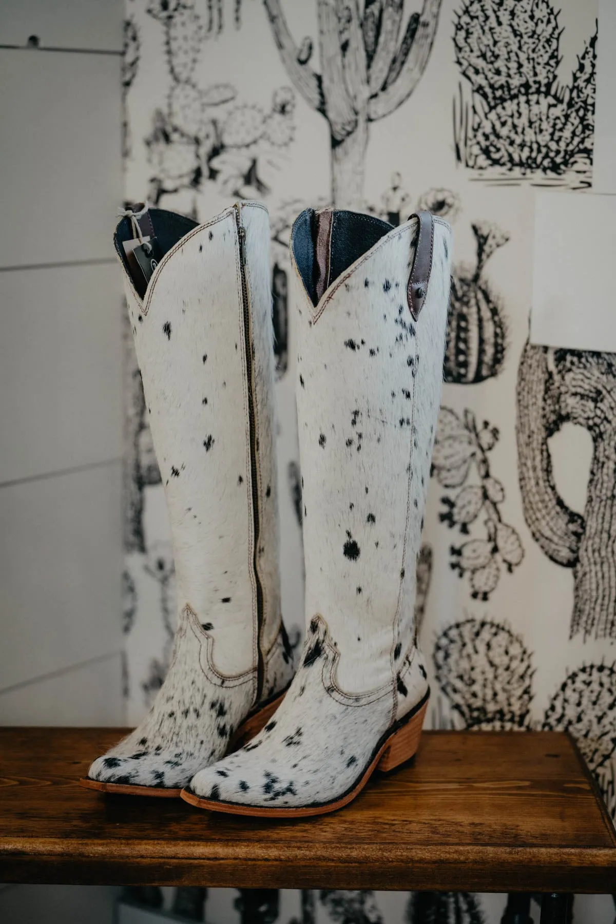 {Size 7.5, Regular Calf Width} 'Granizo Cafe' Tall Cowhide Boots by Liberty Black