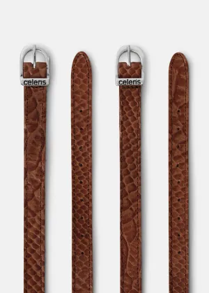 Spur Straps Brown Faux Iguana