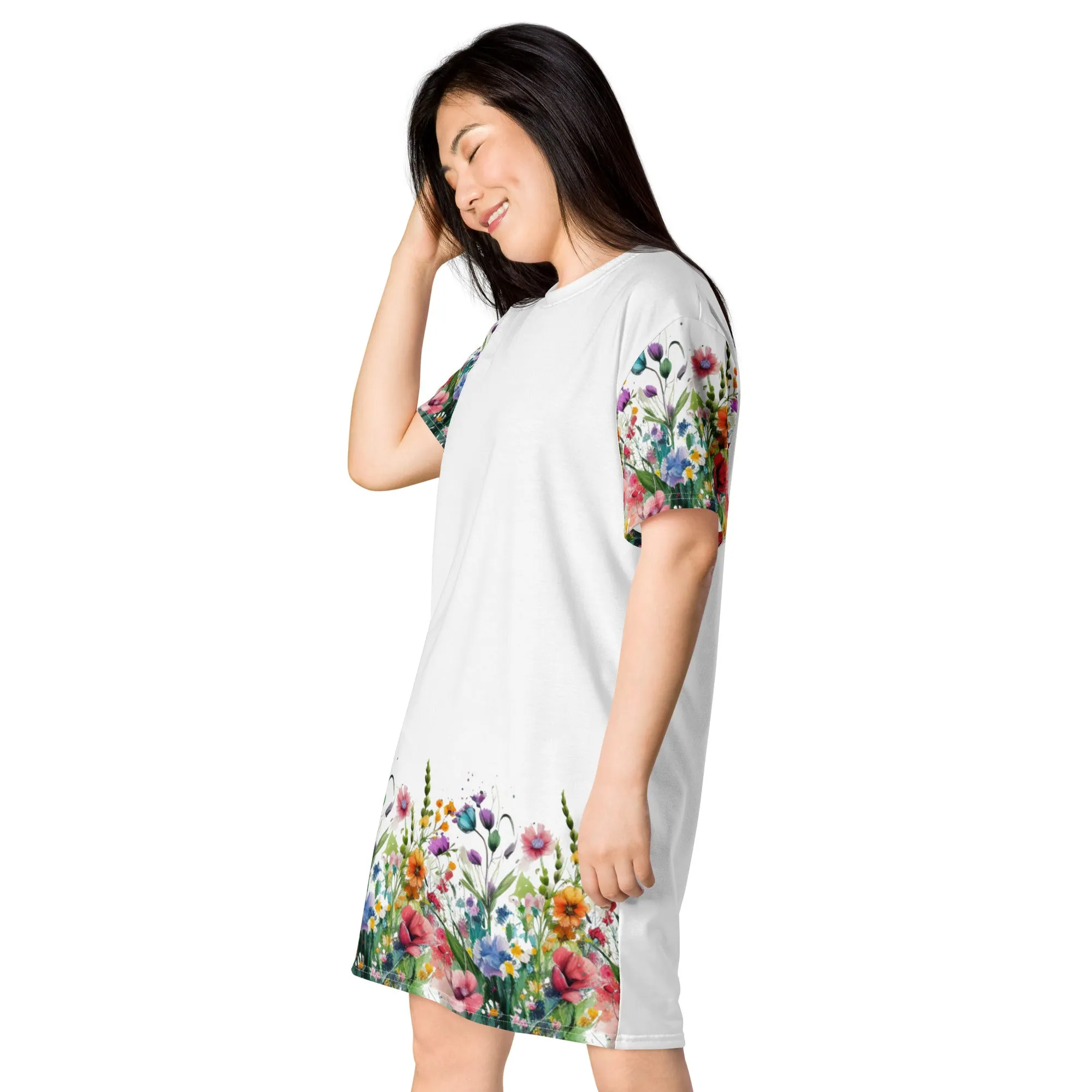 T-shirt dress, Summer Dress, Day Dress, Beach, Lounge, Fun, Flower Dress