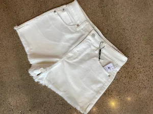 The Christine High Rise A-Line Fray Hem Short - Bone White