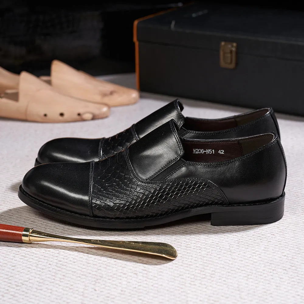 Trendy Business Formal Wear Leather Shoes Men's British Korean Snakeskin Embossed Loafers Top Layer Cowhide Slip-on Men's Shoes