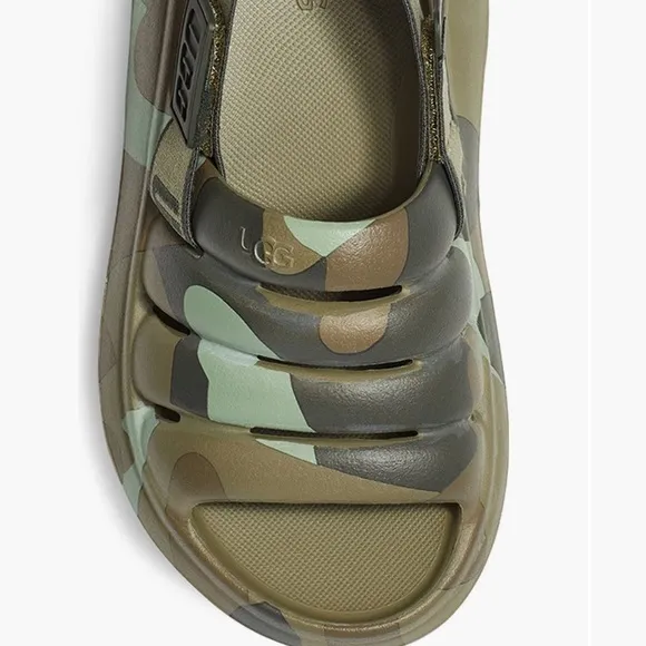 🆕UGGS Kids' Sport Yeah Green Camo Slingback Strap Slide Sandals NIB