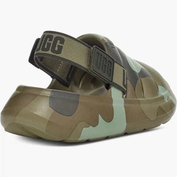 🆕UGGS Kids' Sport Yeah Green Camo Slingback Strap Slide Sandals NIB